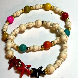 ✔️✔️Genuine Howlite Stretch Bracelet Set